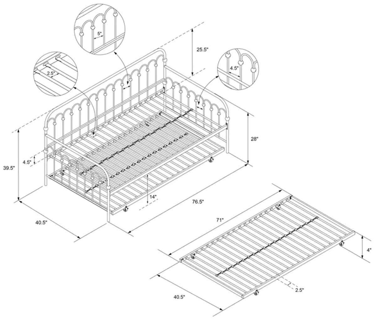 Bright Pop Metal Daybed with Trundle