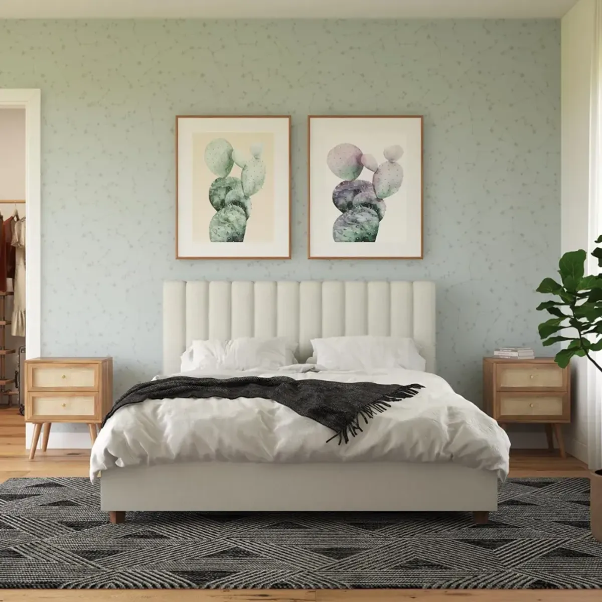 Brittany Upholstered Bed with Channel Tufted Headboard