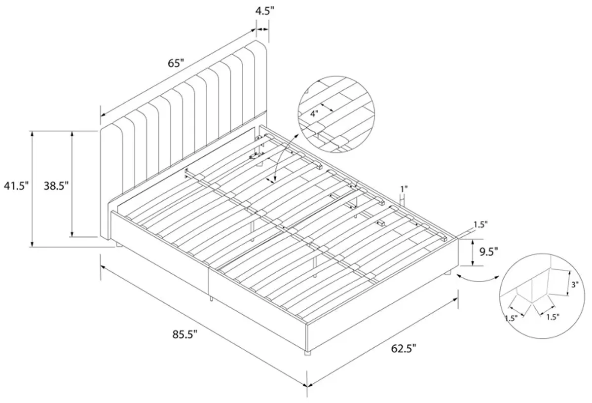 Brittany Upholstered Bed with Channel Tufted Headboard