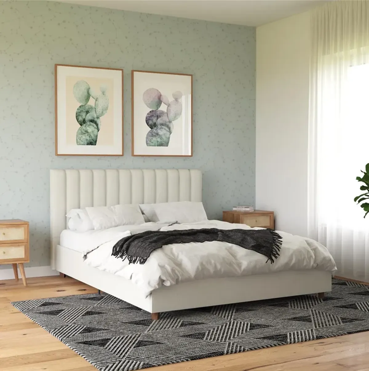 Brittany Upholstered Bed with Channel Tufted Headboard