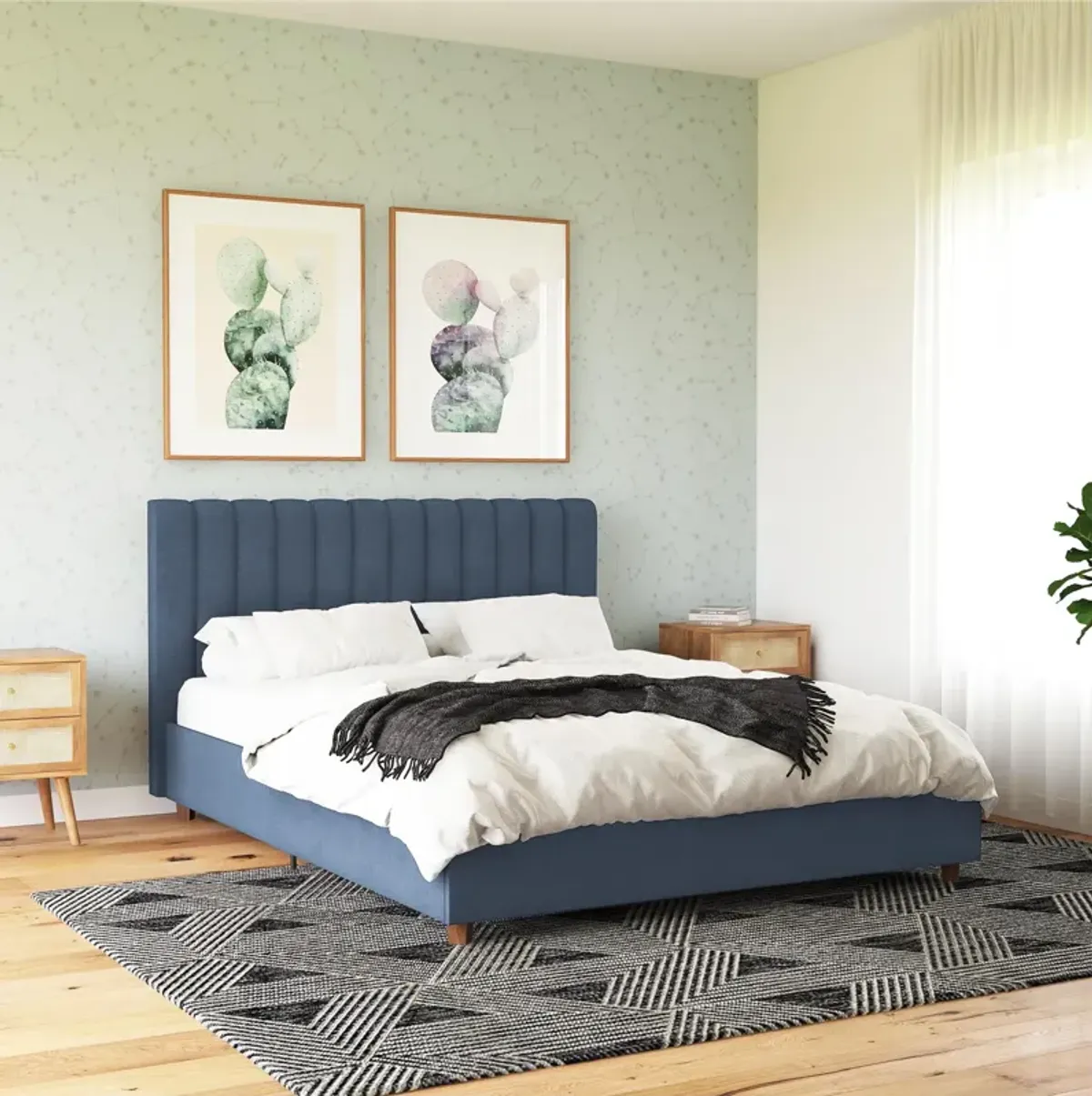 Brittany Upholstered Bed with Channel Tufted Headboard