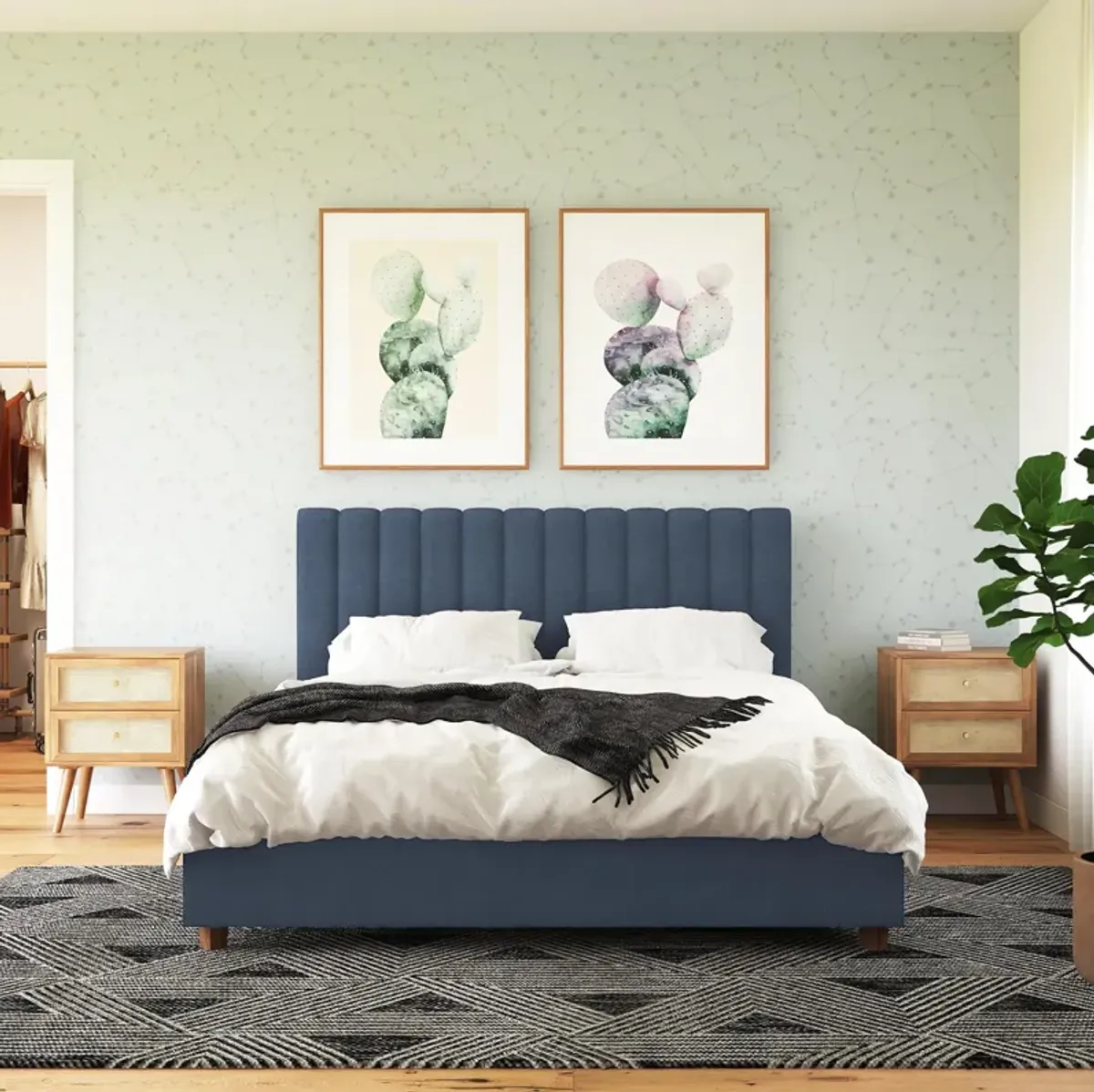 Brittany Upholstered Bed with Channel Tufted Headboard