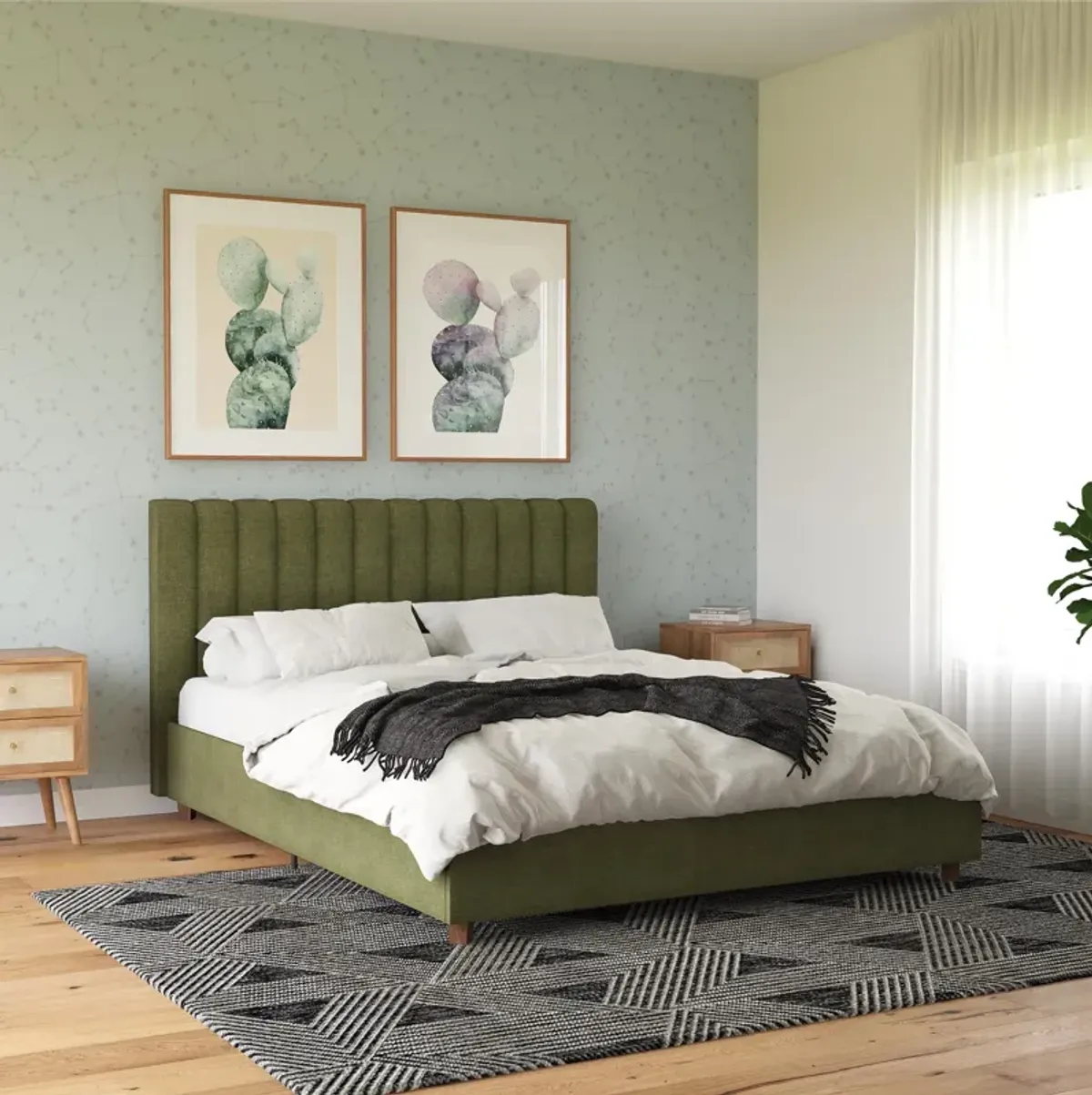 Brittany Upholstered Bed with Channel Tufted Headboard