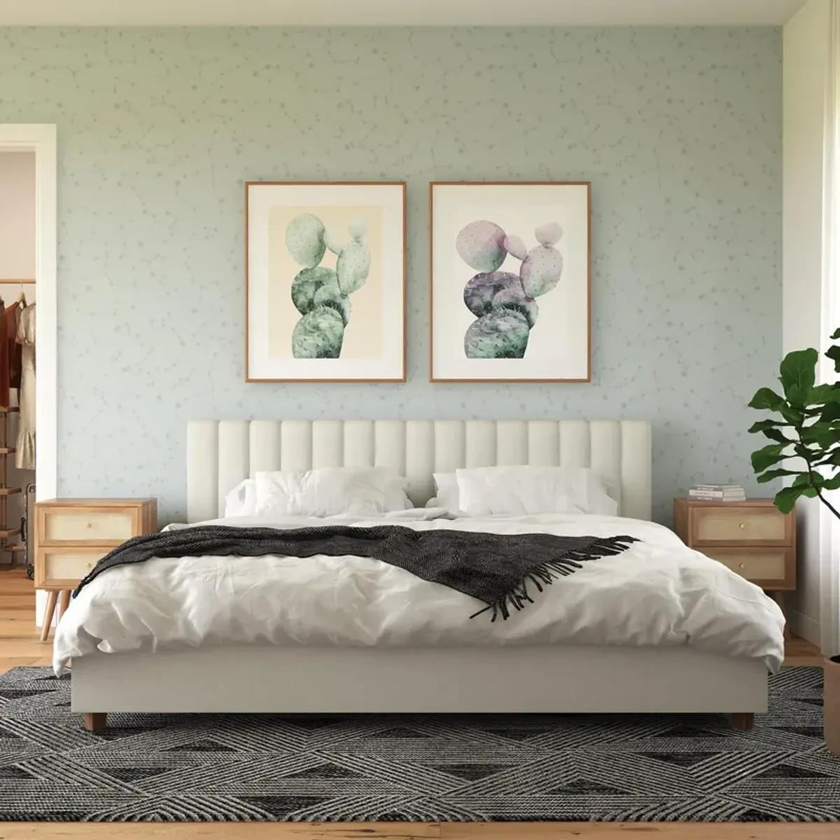 Brittany Upholstered Bed with Channel Tufted Headboard