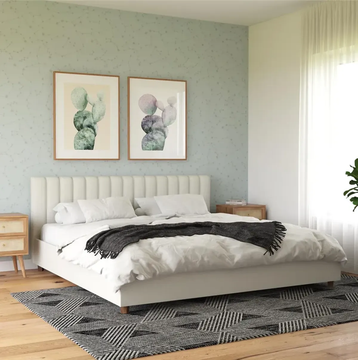 Brittany Upholstered Bed with Channel Tufted Headboard