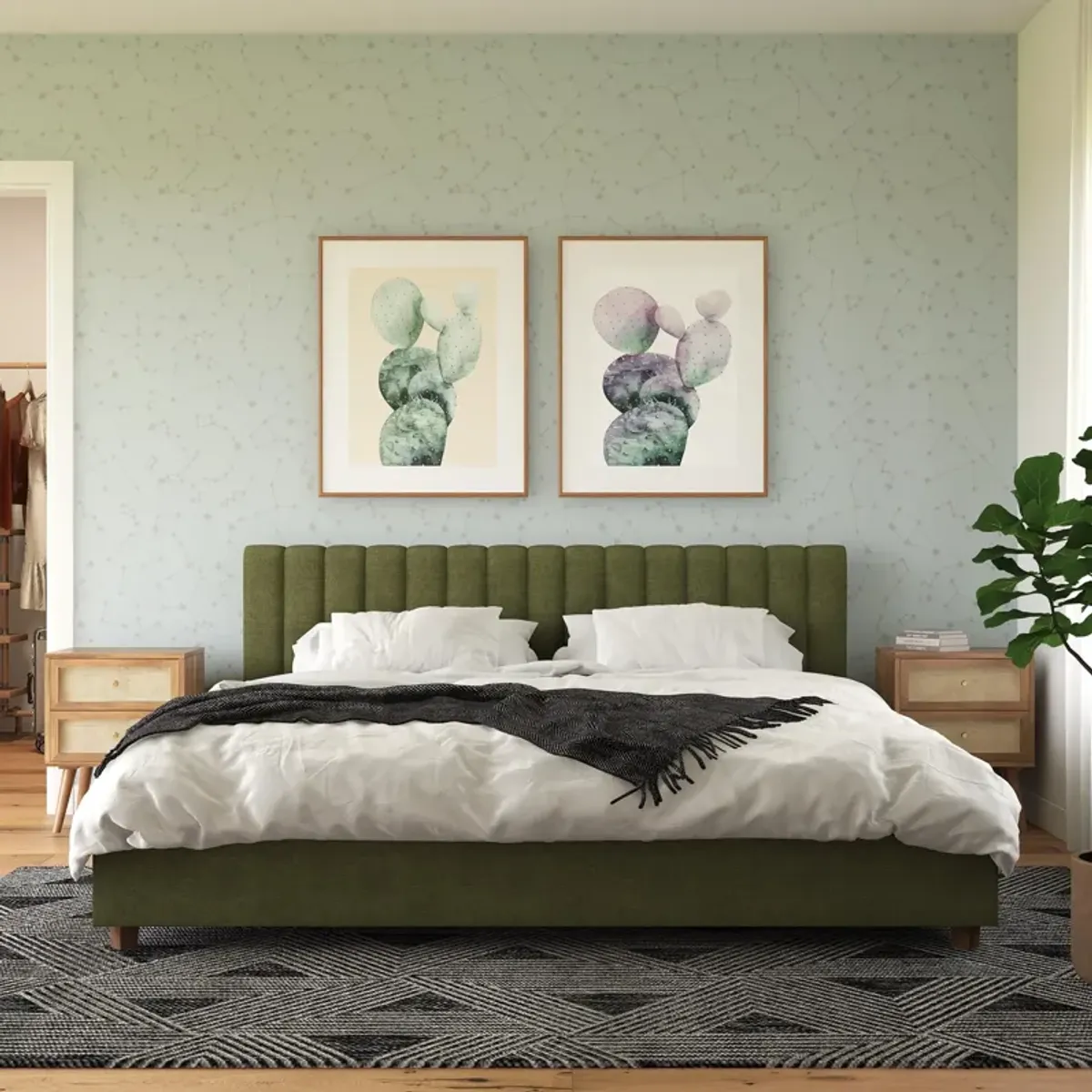 Brittany Upholstered Bed with Channel Tufted Headboard