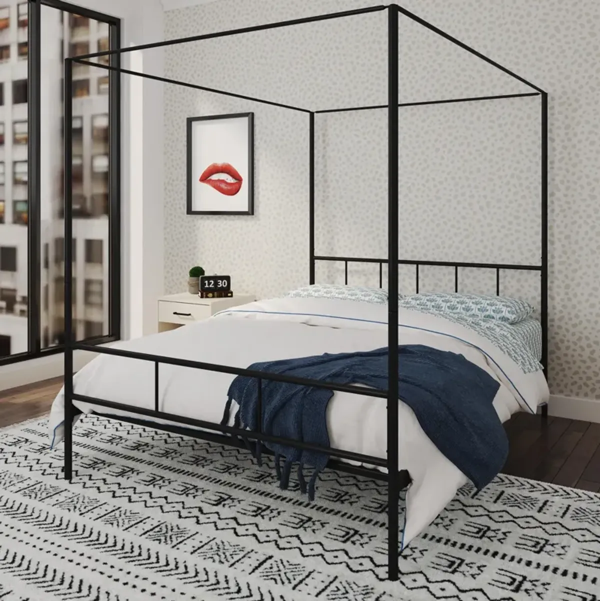 Marion Four Poster Metal Canopy Bed with Soft Clean Lines