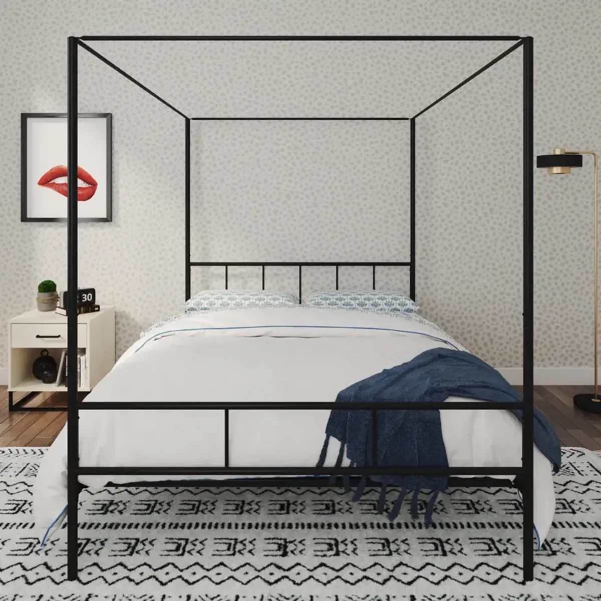 Marion Four Poster Metal Canopy Bed with Soft Clean Lines