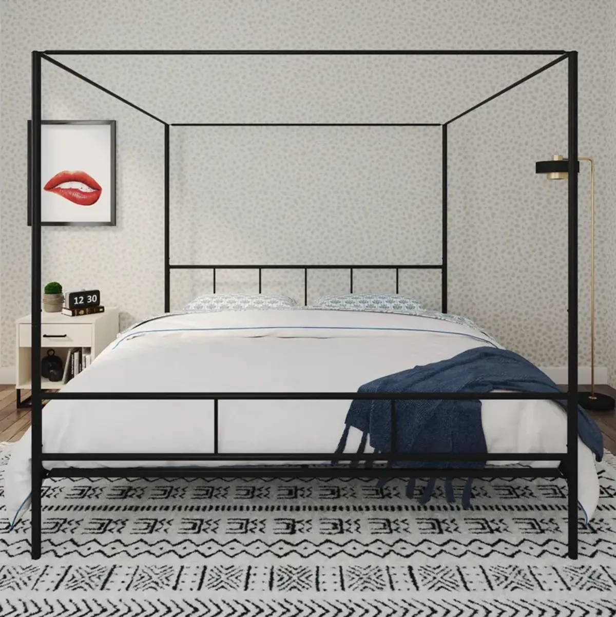 Marion Four Poster Metal Canopy Bed with Soft Clean Lines