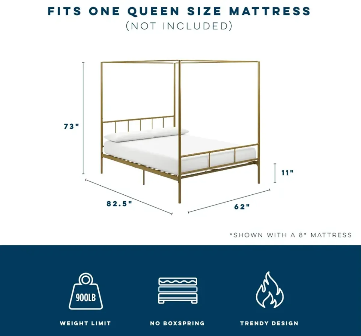 Marion Four Poster Metal Canopy Bed with Soft Clean Lines