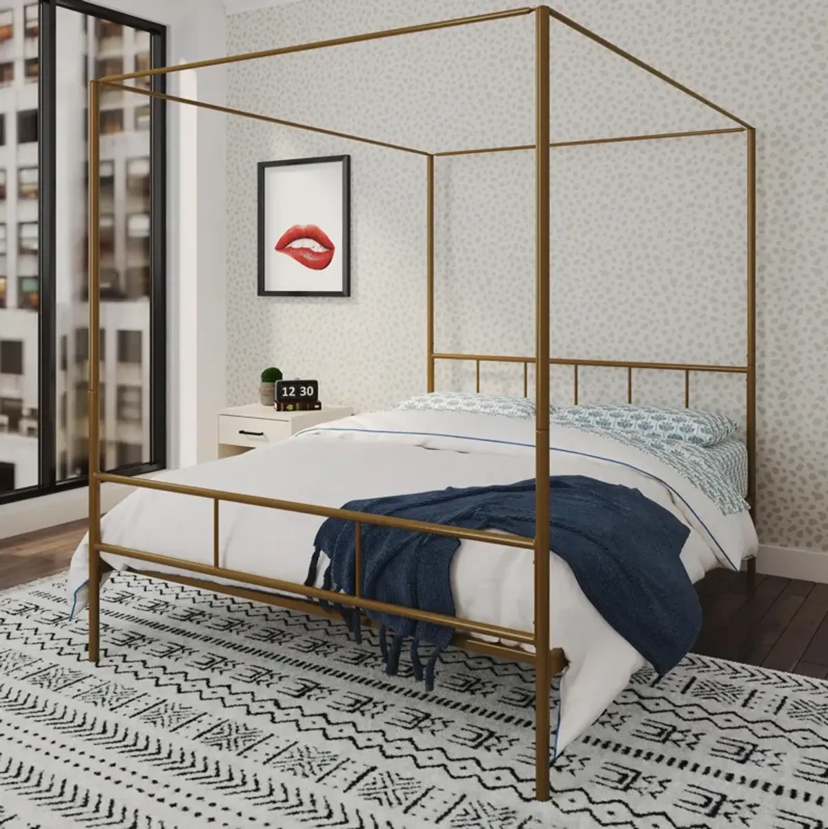 Marion Four Poster Metal Canopy Bed with Soft Clean Lines