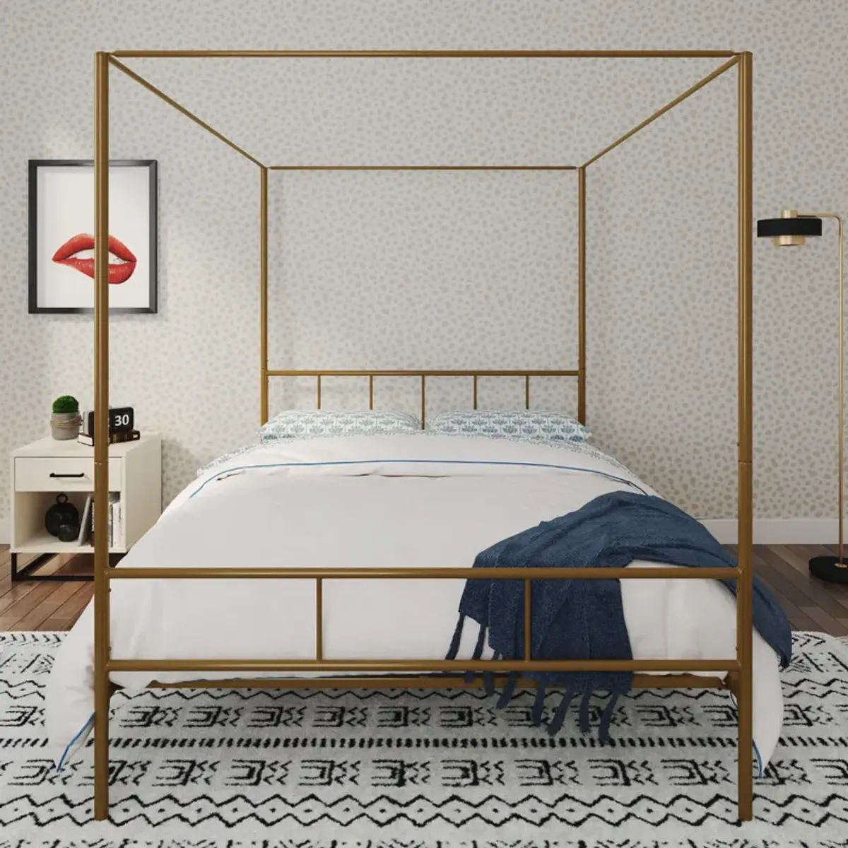 Marion Four Poster Metal Canopy Bed with Soft Clean Lines