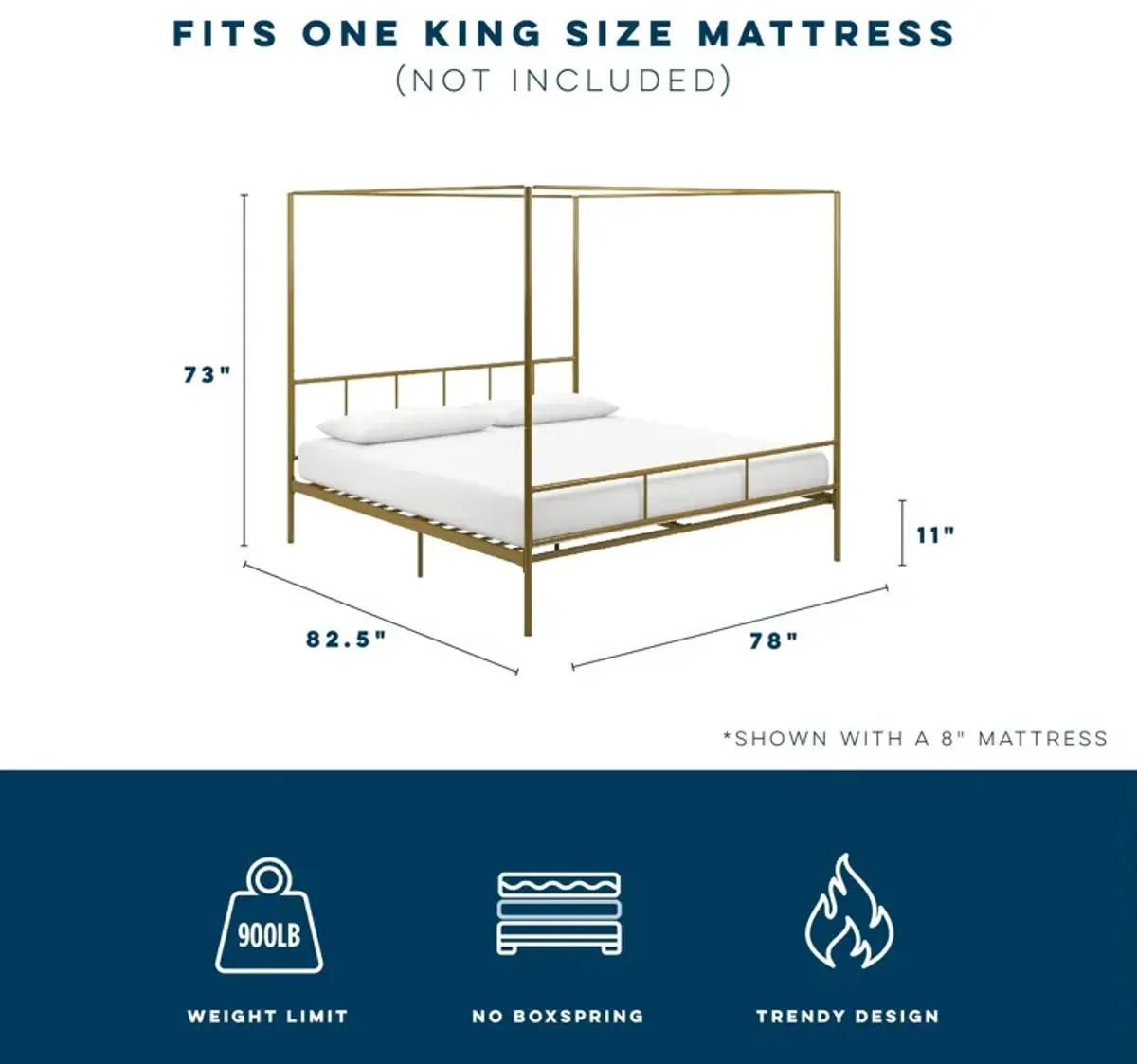 Marion Four Poster Metal Canopy Bed with Soft Clean Lines