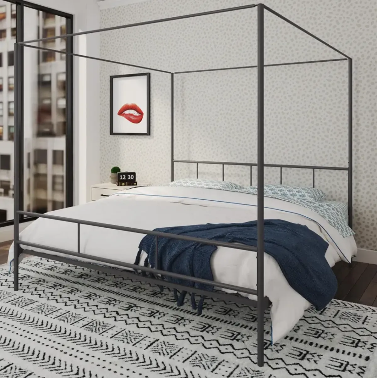 Marion Four Poster Metal Canopy Bed with Soft Clean Lines