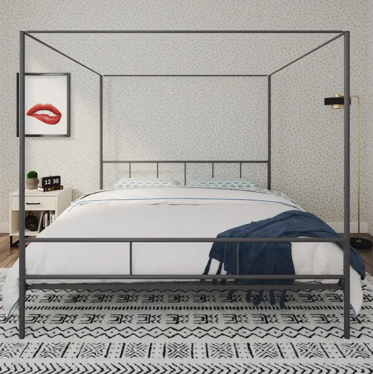 Marion Four Poster Metal Canopy Bed with Soft Clean Lines