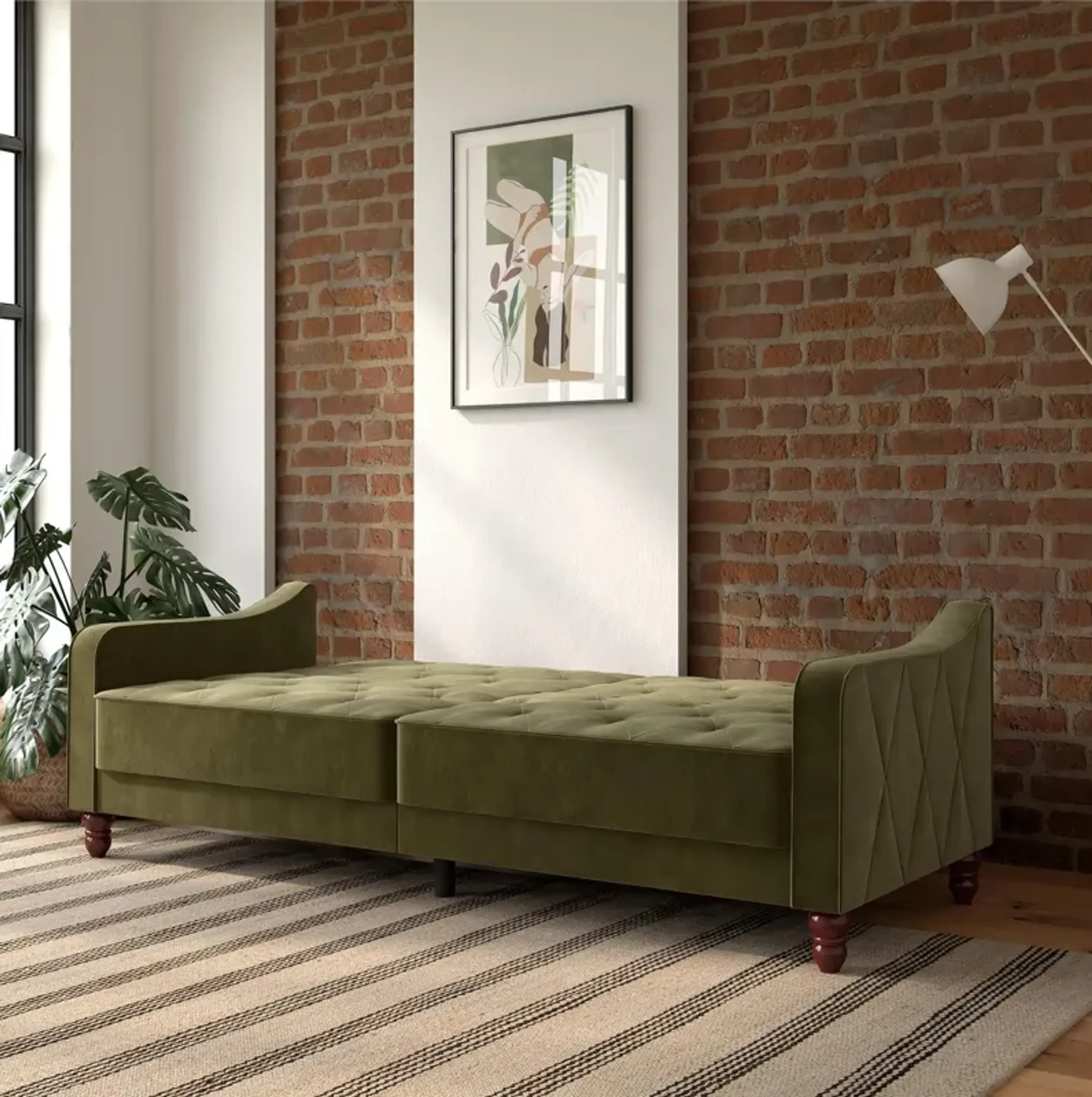 Vintage Tufted Split Back Futon Realrooms | Furniture.com