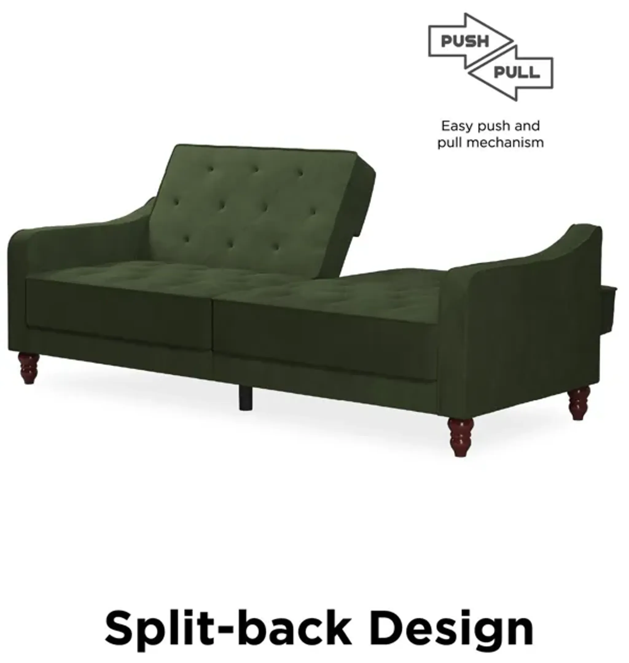Vintage Tufted Split Back Futon Realrooms | Furniture.com