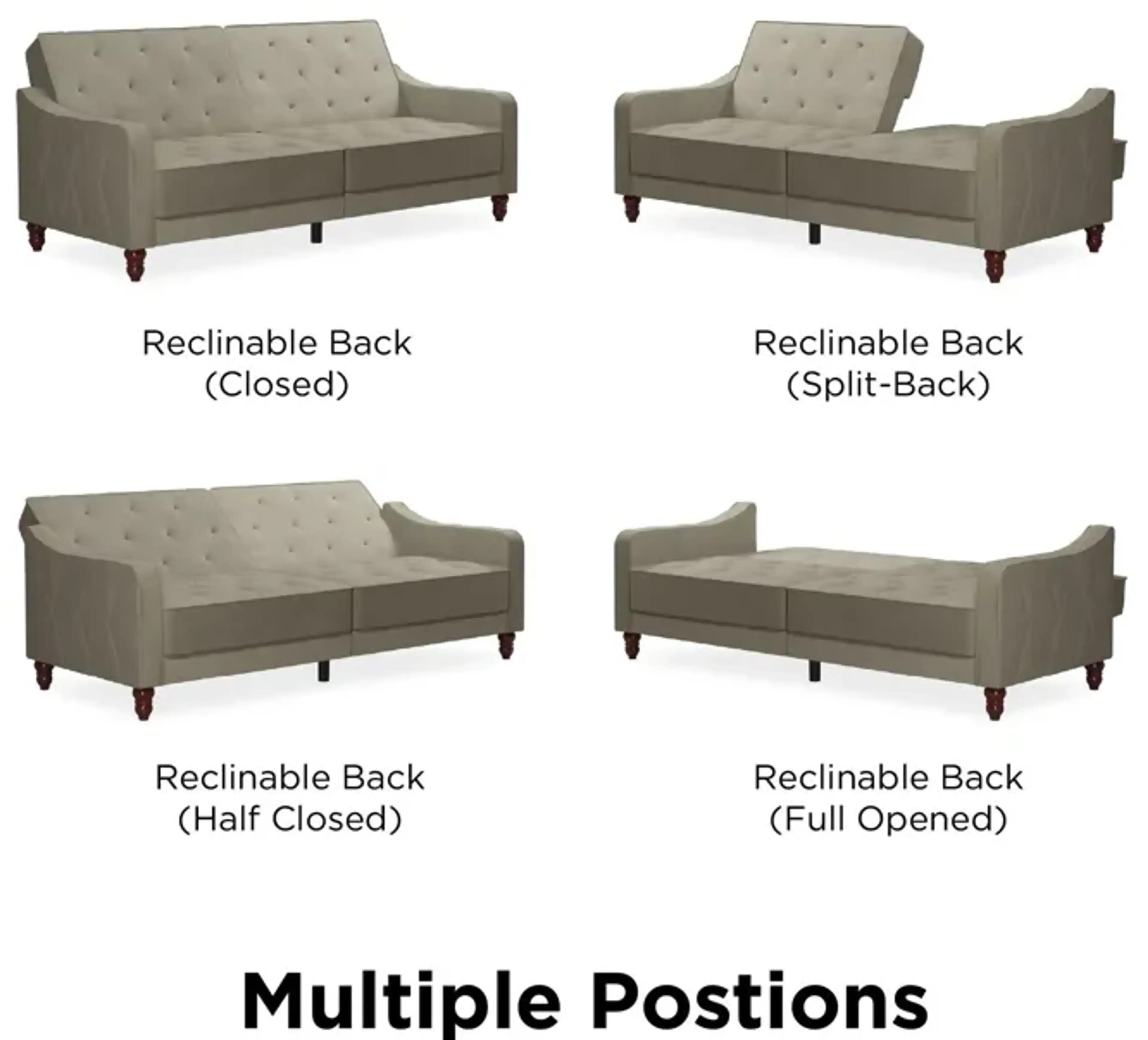 Vintage Tufted Split Back Futon Realrooms | Furniture.com
