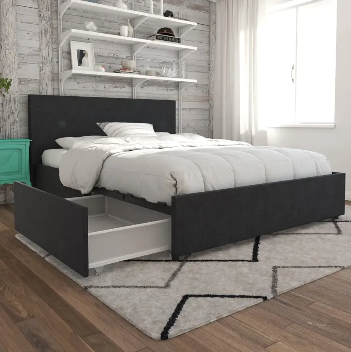 Kelly Upholstered Bed with 4 Storage Drawers