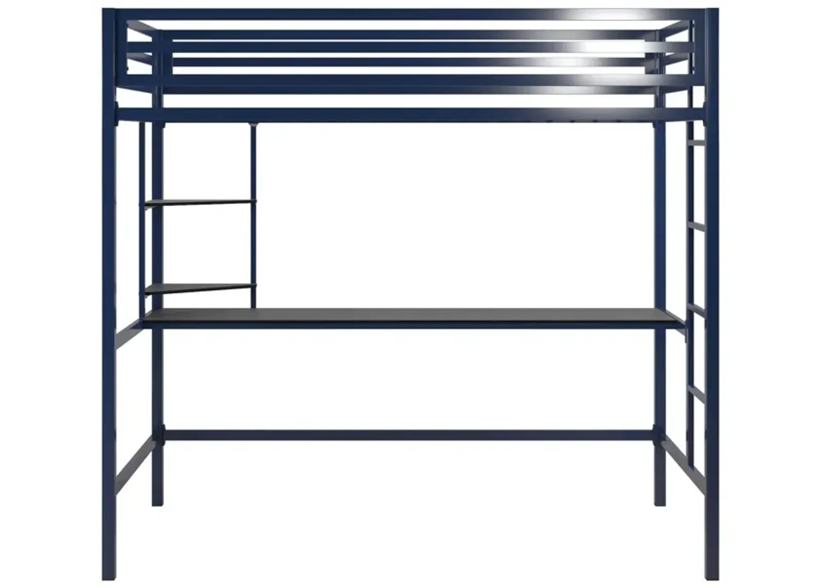 Maxwell Metal Twin Loft Bed with Desk & Shelves