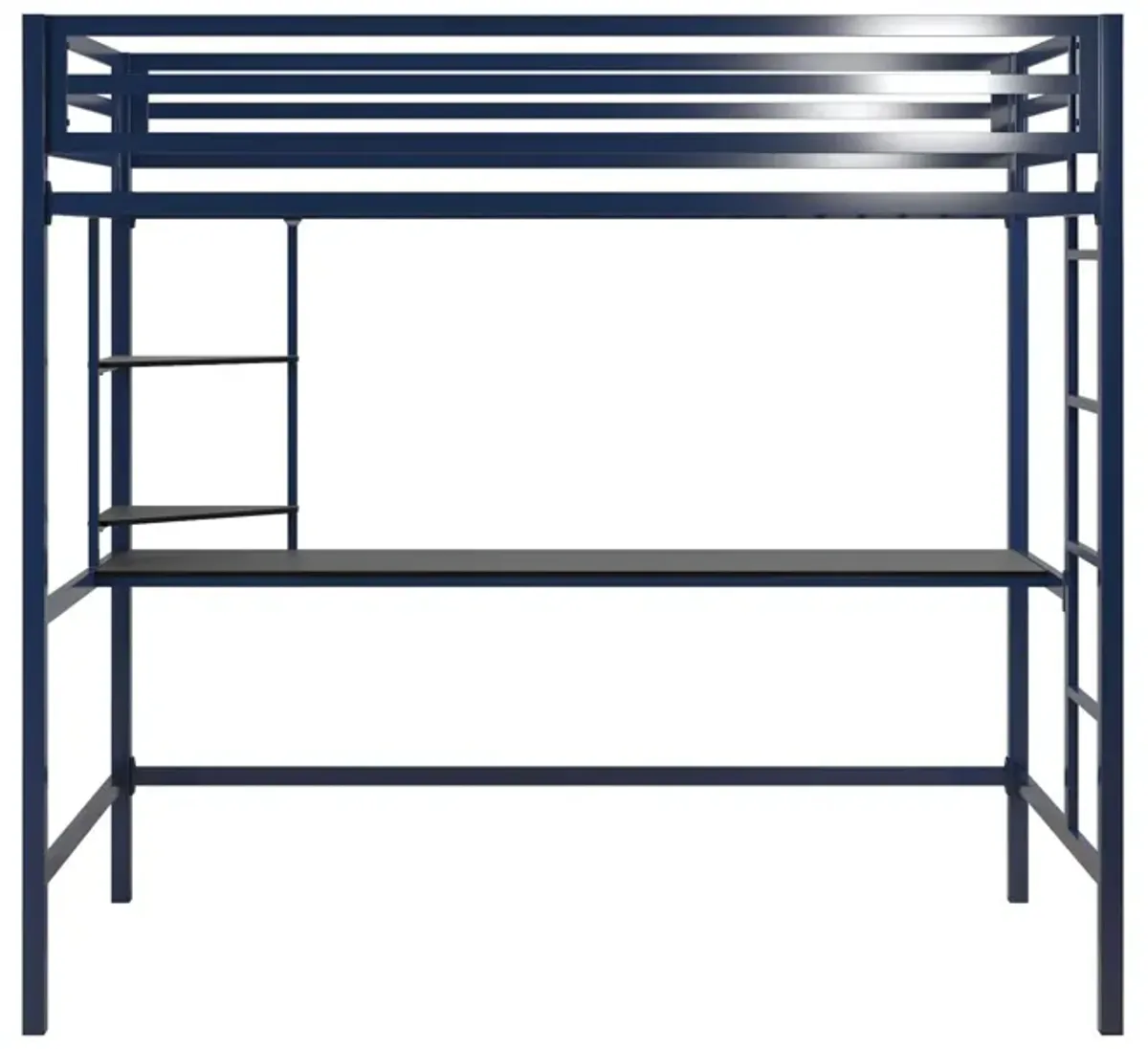 Maxwell Metal Twin Loft Bed with Desk & Shelves