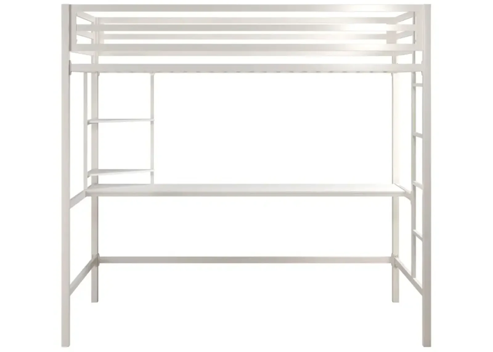 Maxwell Metal Twin Loft Bed with Desk & Shelves