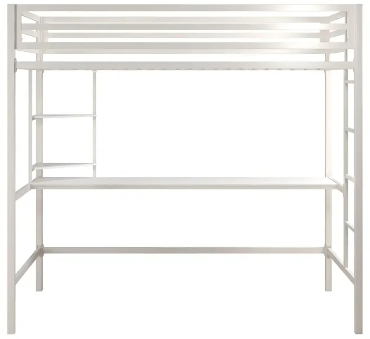 Maxwell Metal Twin Loft Bed with Desk & Shelves