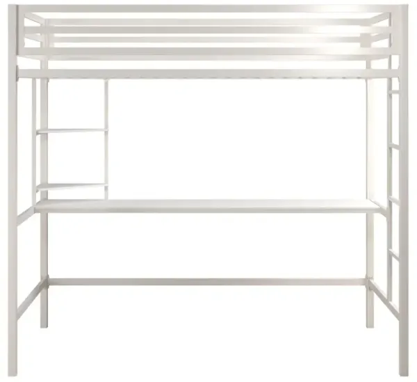Maxwell Metal Twin Loft Bed with Desk & Shelves