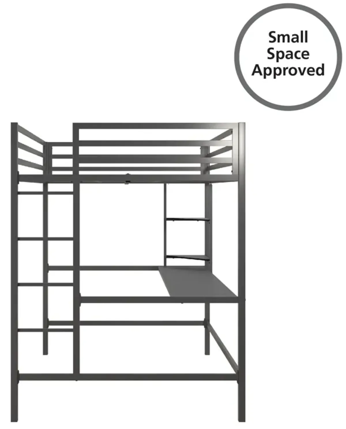 Maxwell Metal Twin Loft Bed with Desk & Shelves