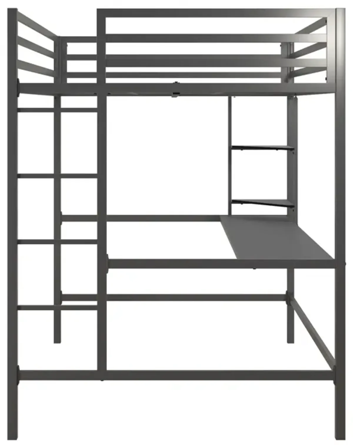 Maxwell Metal Twin Loft Bed with Desk & Shelves