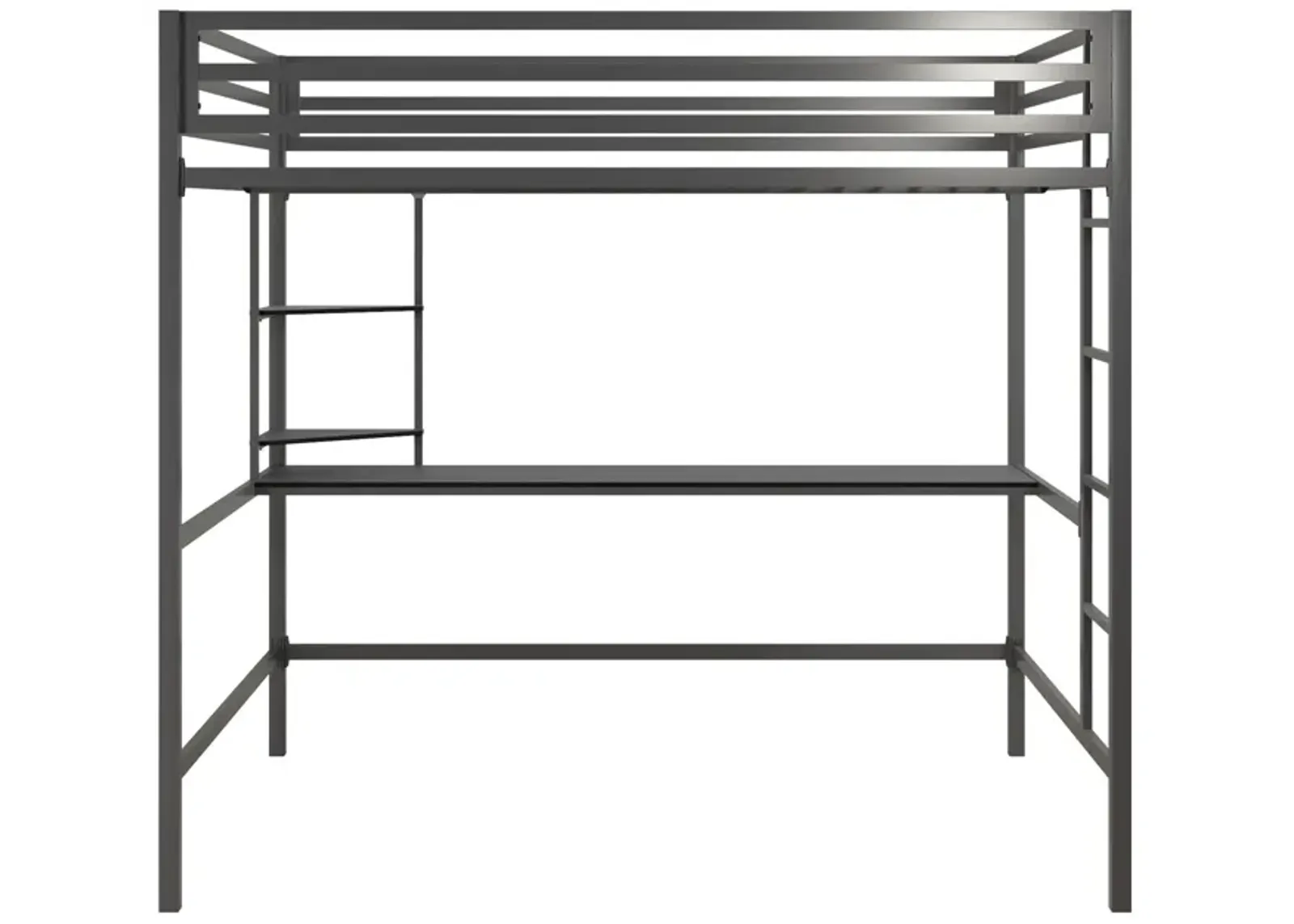 Maxwell Metal Twin Loft Bed with Desk & Shelves