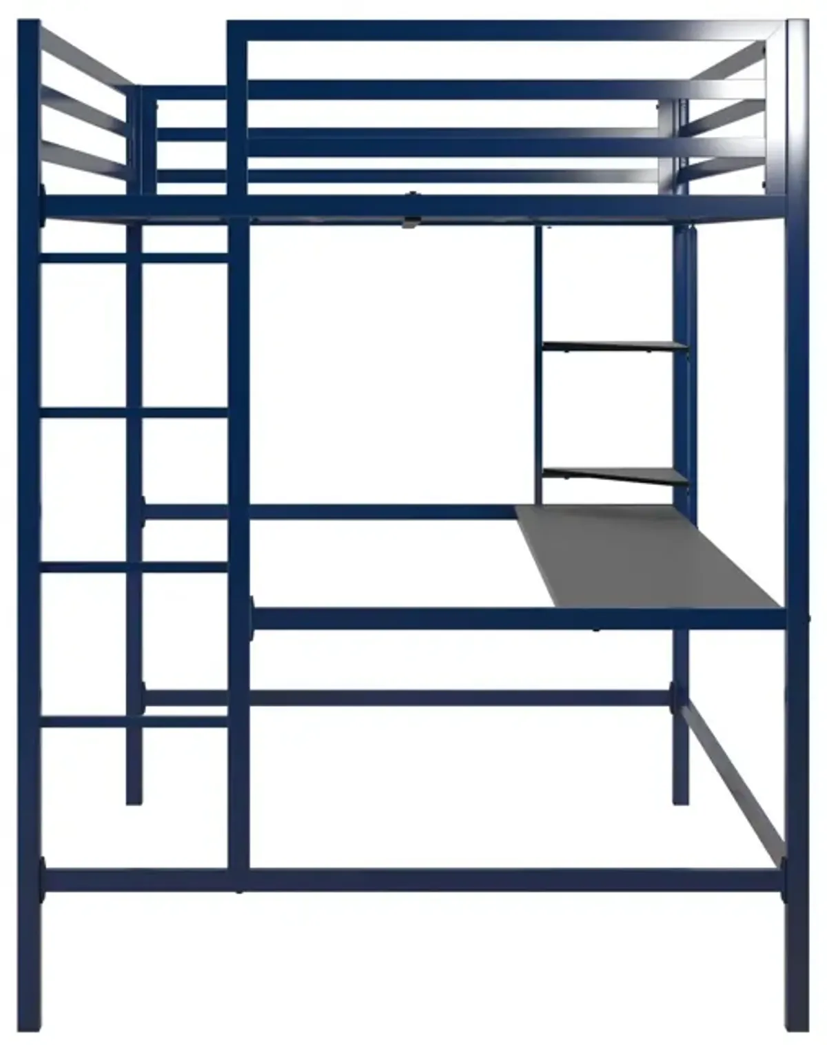 Maxwell Metal Twin Loft Bed with Desk & Shelves