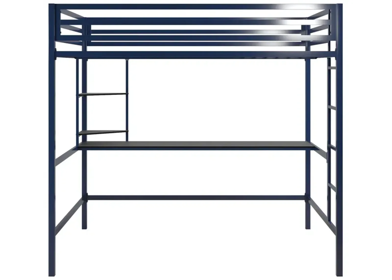 Maxwell Metal Twin Loft Bed with Desk & Shelves