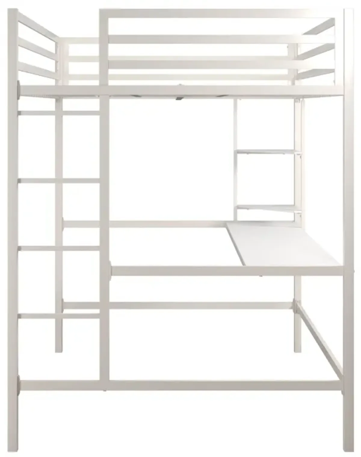 Maxwell Metal Twin Loft Bed with Desk & Shelves