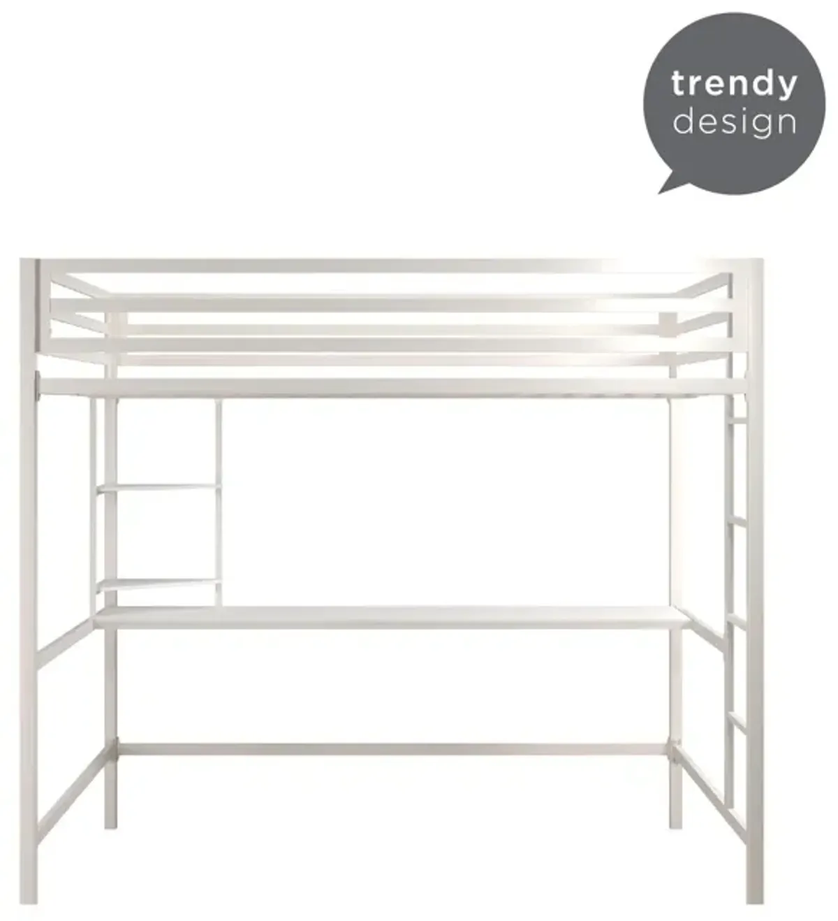 Maxwell Metal Twin Loft Bed with Desk & Shelves