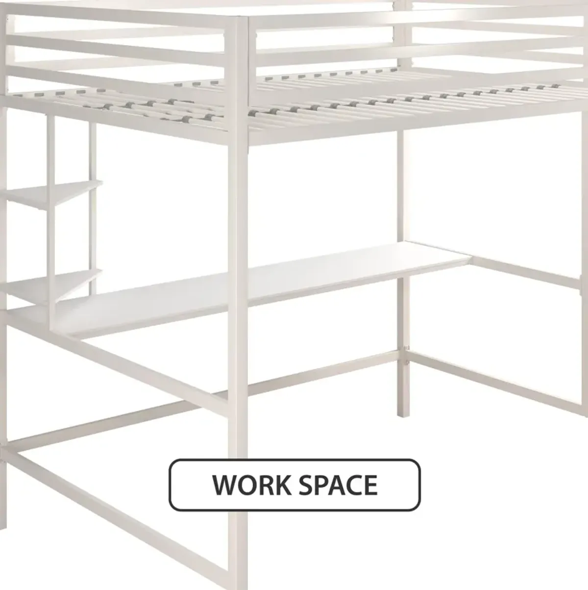 Maxwell Metal Twin Loft Bed with Desk & Shelves