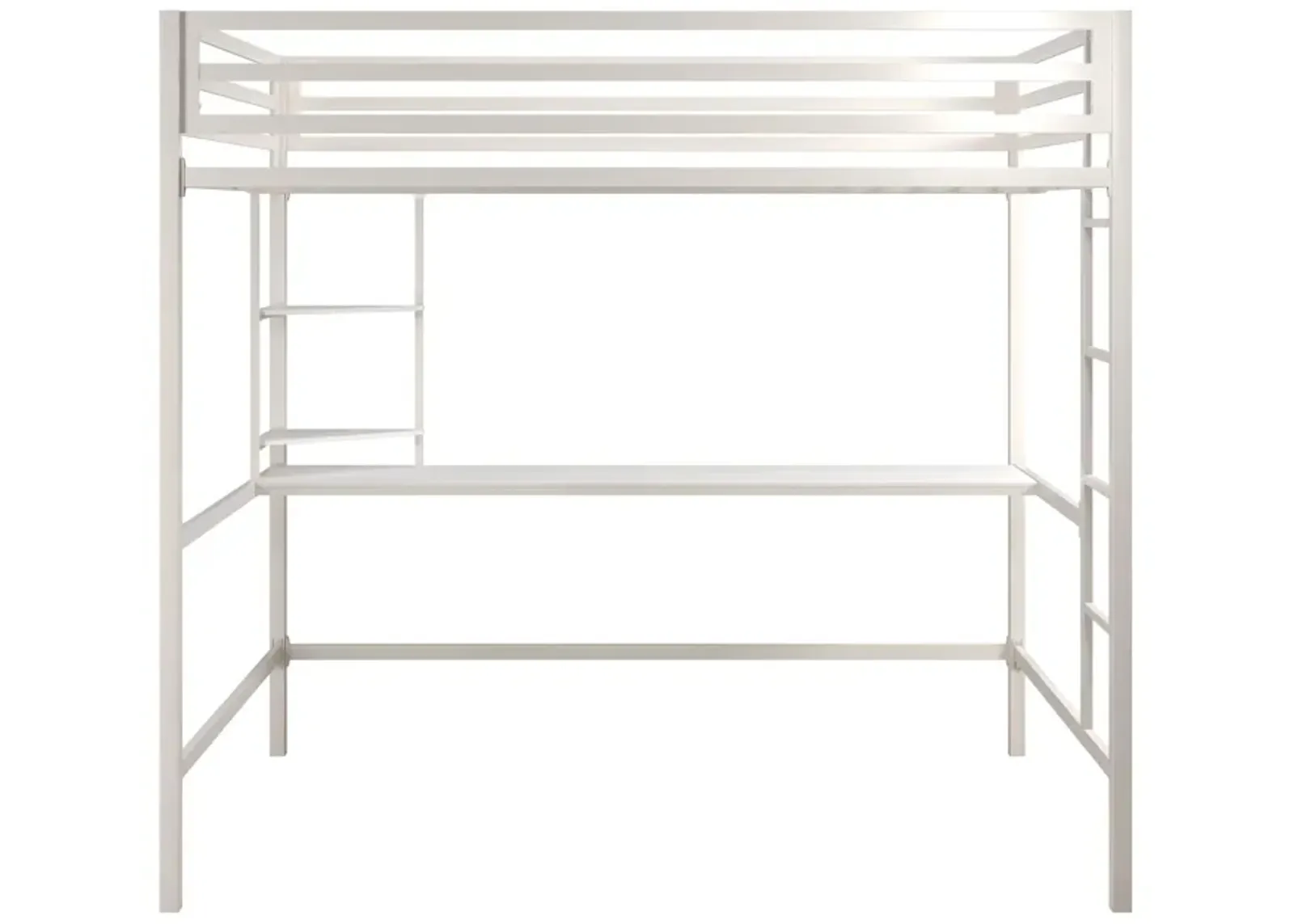 Maxwell Metal Twin Loft Bed with Desk & Shelves