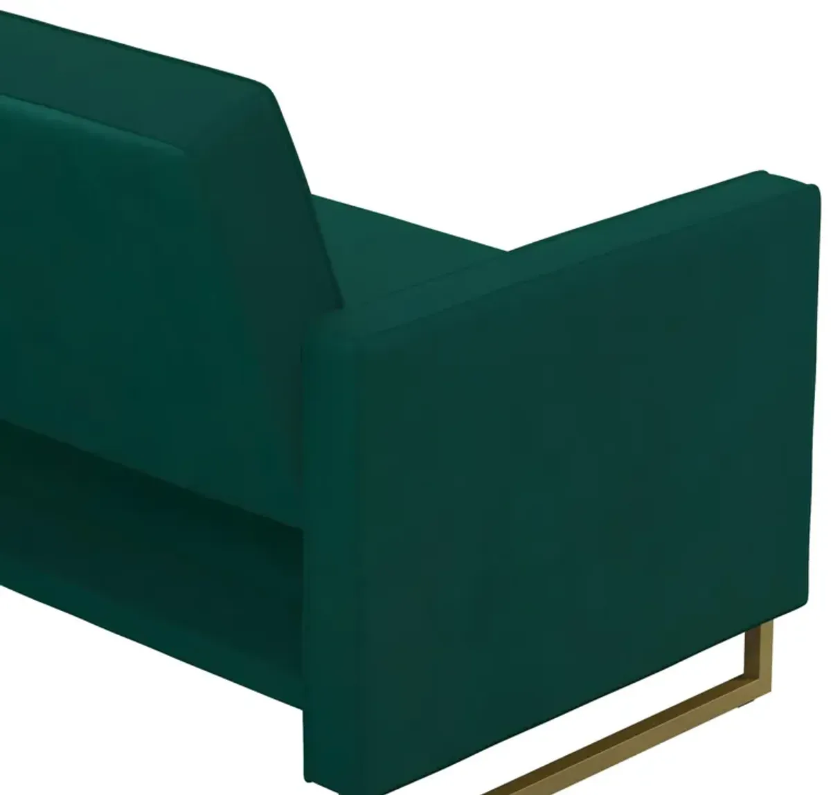 Skylar Coil Velvet Futon with Ribbed Tufted Back and Gold Metal Legs