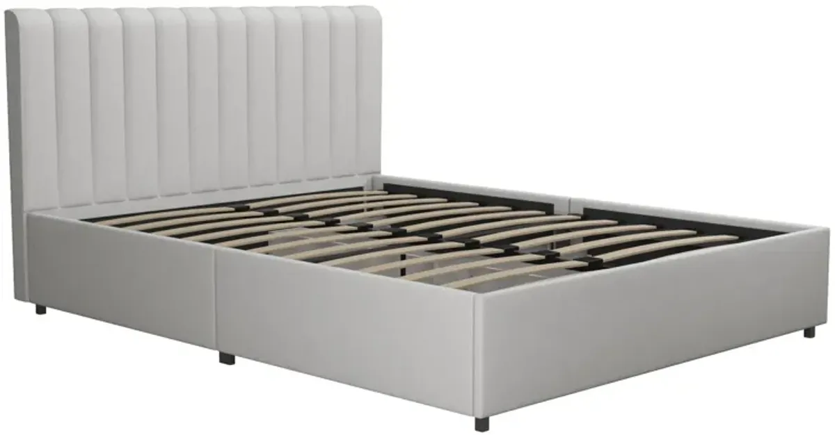 Brittany Upholstered Bed with Channel Tufted Headboard and Storage Drawers