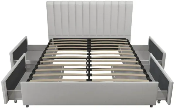 Brittany Upholstered Bed with Channel Tufted Headboard and Storage Drawers