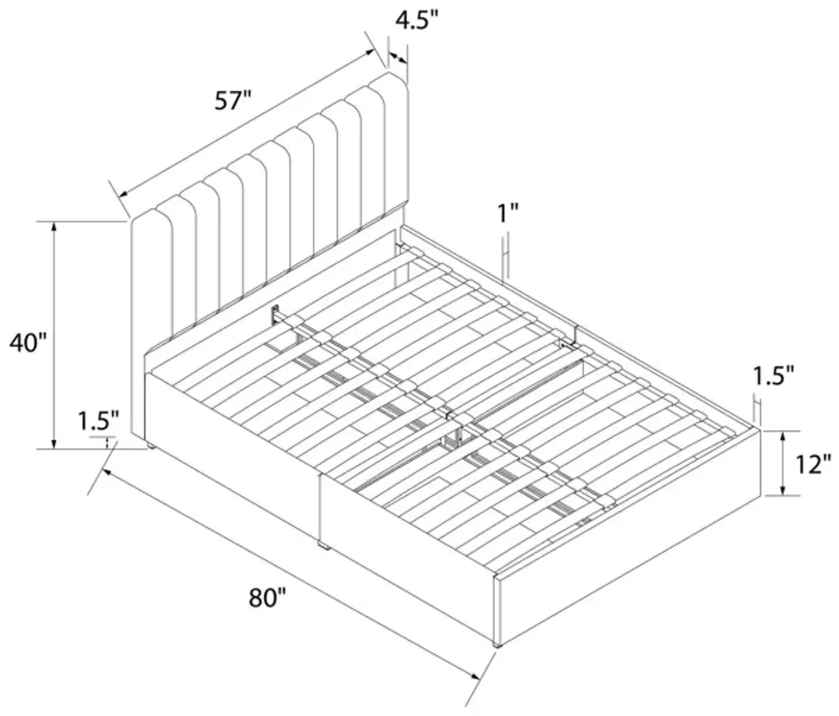 Brittany Upholstered Bed with Channel Tufted Headboard and Storage Drawers