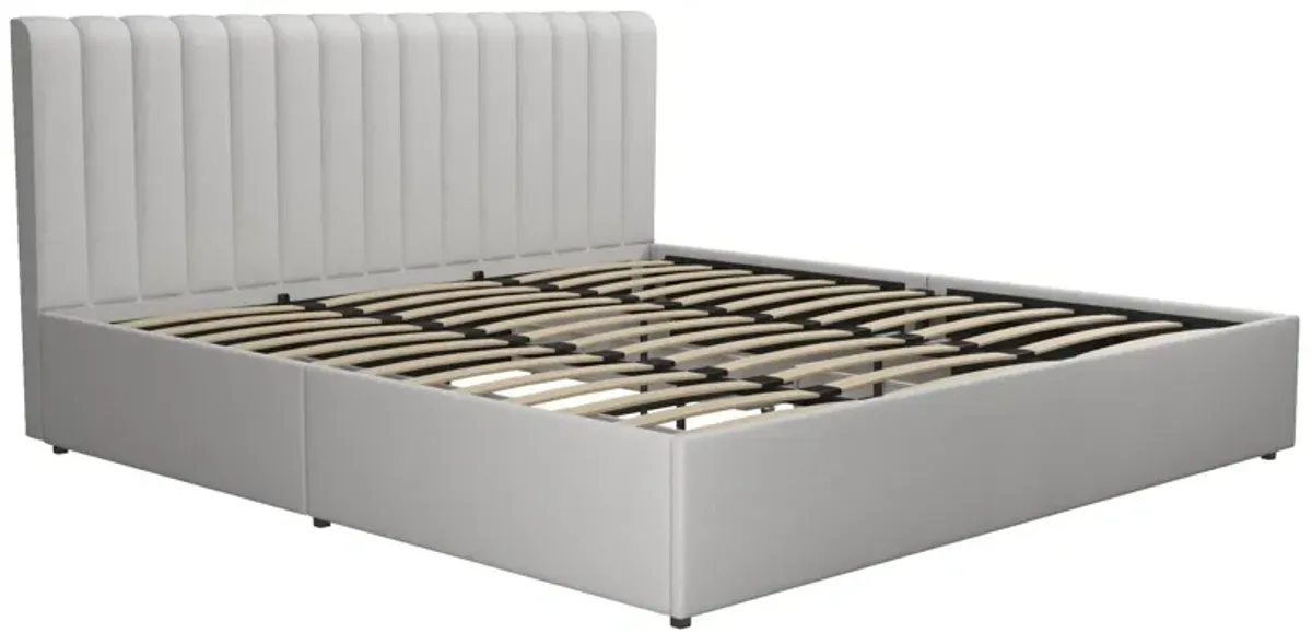 Brittany Upholstered Bed with Channel Tufted Headboard and Storage Drawers