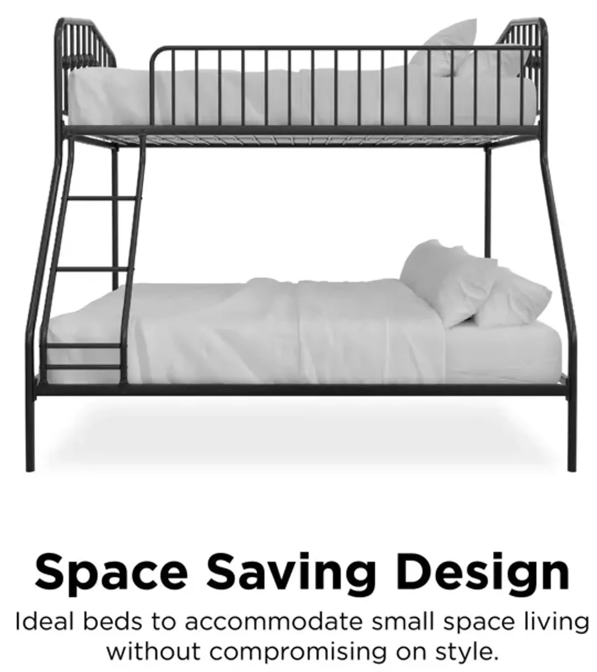 Bushwick Metal Bunk Bed with Secured Metal Slats and Integrated Ladder