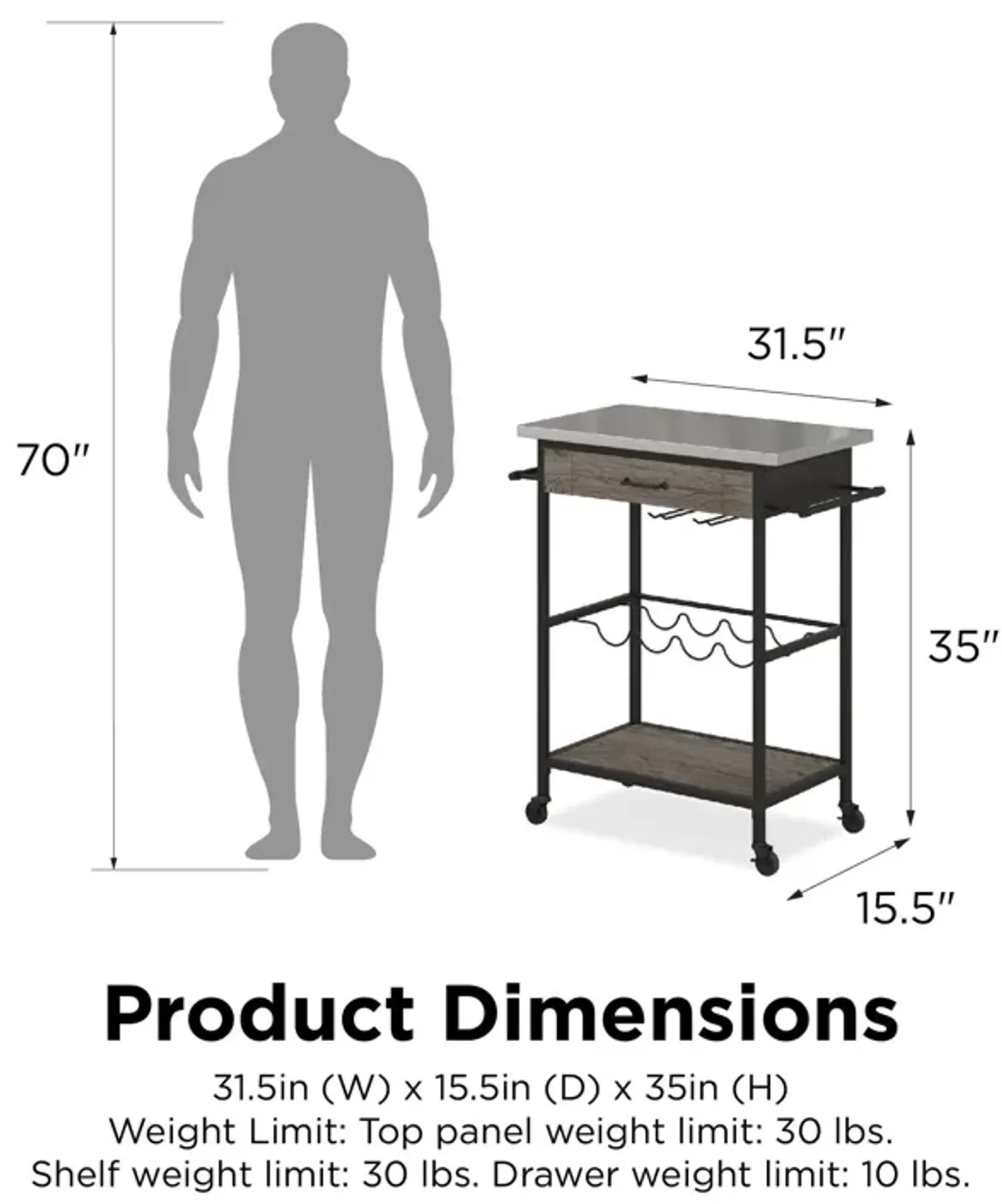 Nora Multifunctional Kitchen Cart