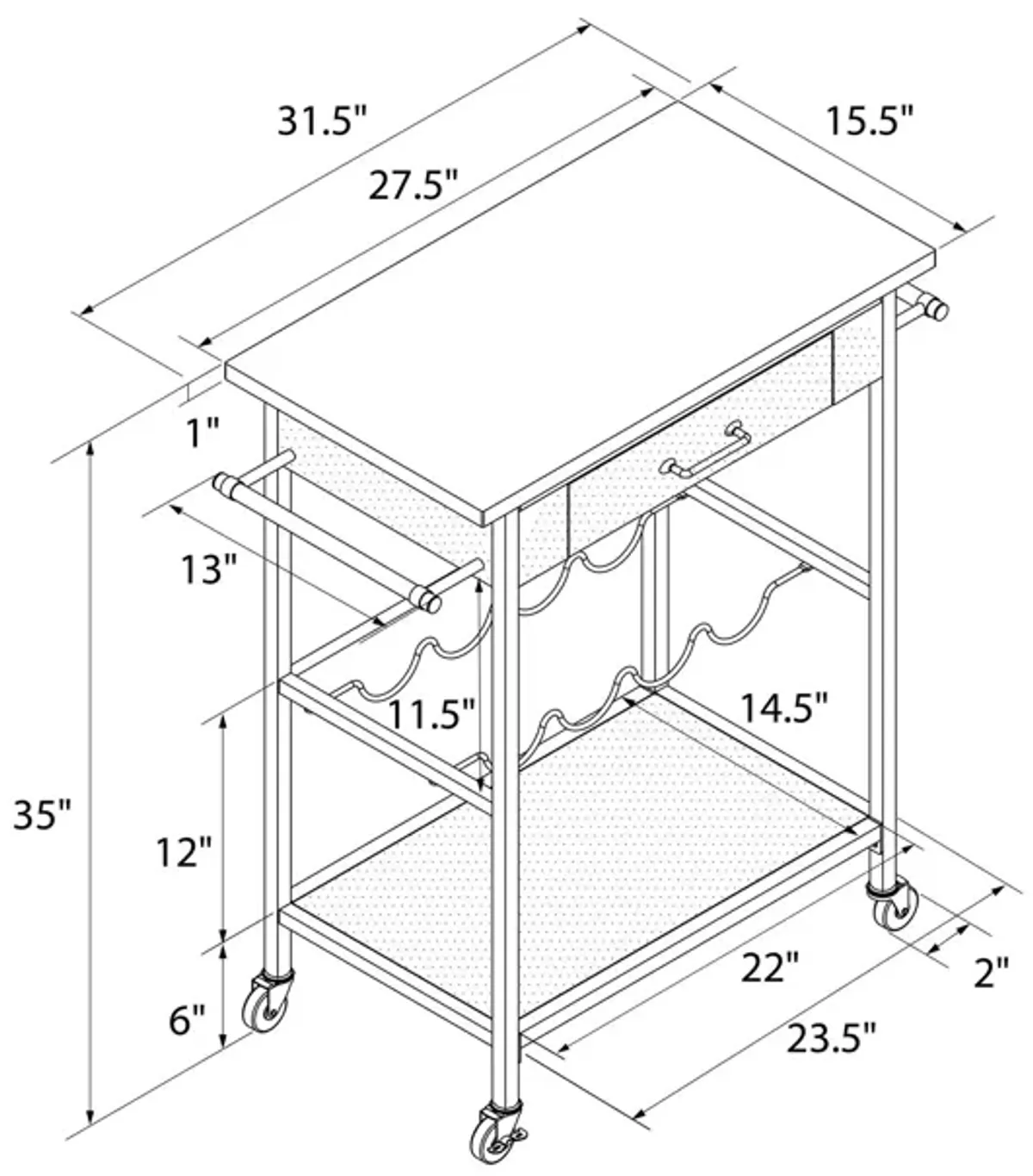 Nora Multifunctional Kitchen Cart