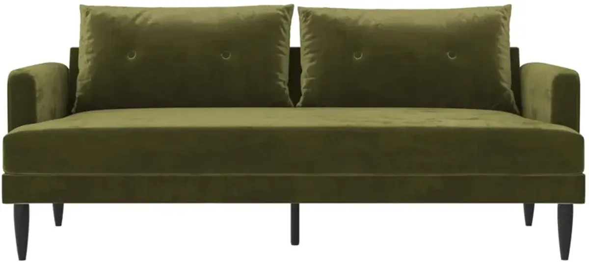 Bailey Velvet Pillowback Sofa with Metal Tapered Legs