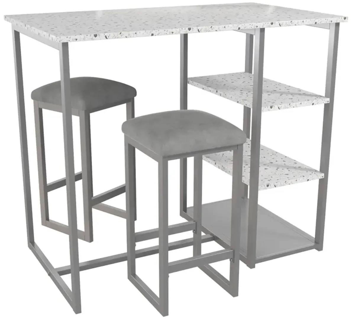 Nora 3-Piece Pub Set with Faux Terrazzo Top