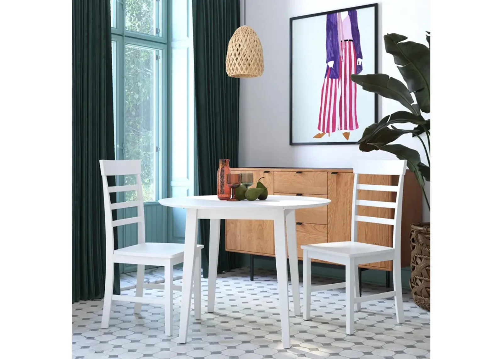 Brooks 3 Piece Wood Dining Set with a Table and 2 Chairs