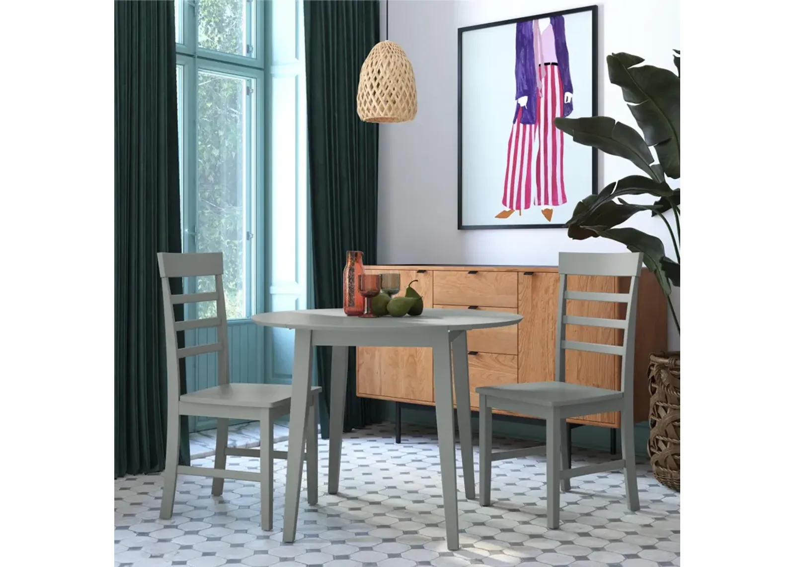 Brooks 3 Piece Wood Dining Set with a Table and 2 Chairs