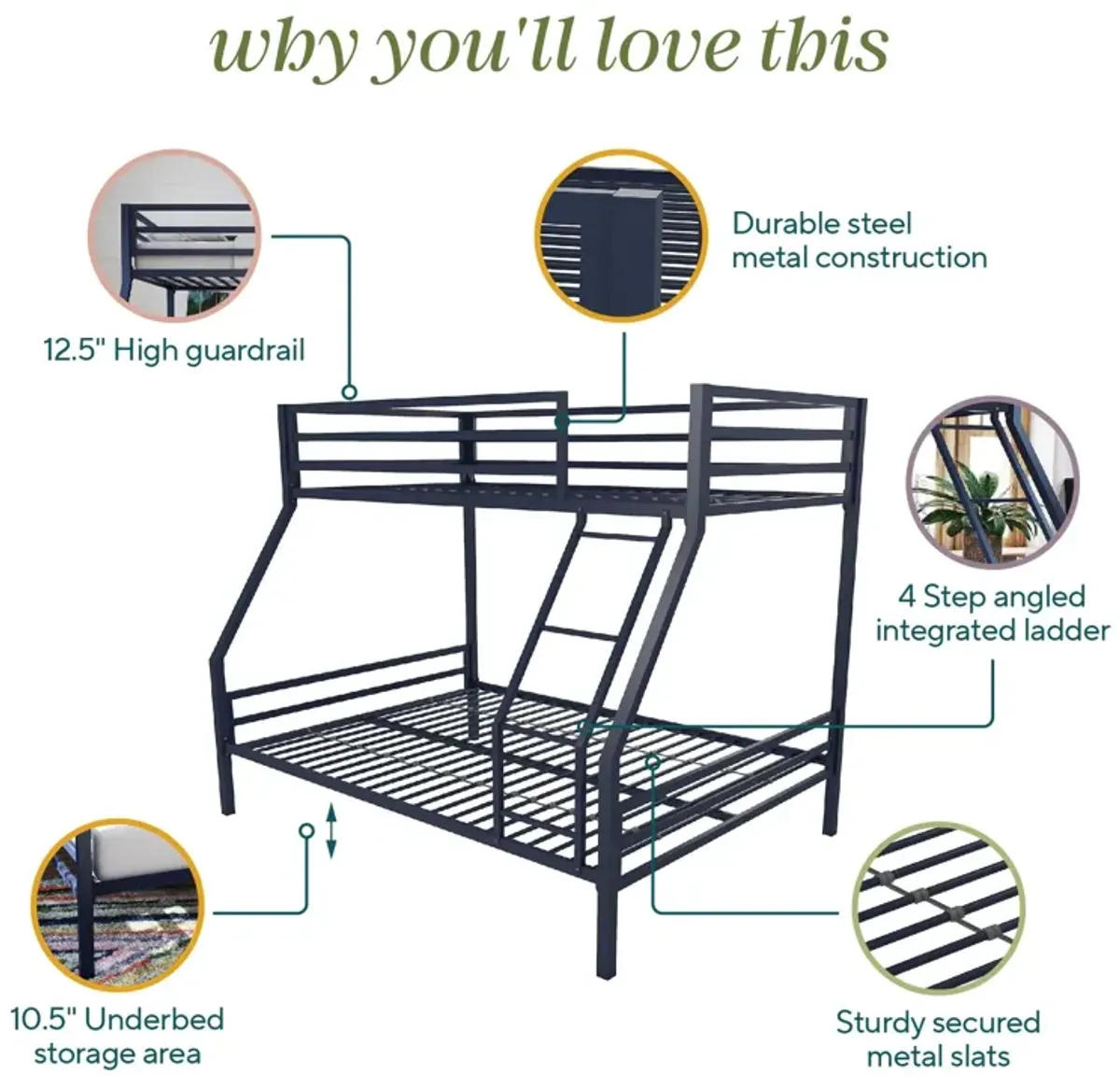 Maxwell Twin-Over-Full Metal Bunk Bed